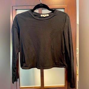 AMO, black long sleeve crop tee. Size Small. Very good condition
